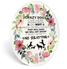Dog Lives Here Sign No Soliciting for Home Do Not Ring Doorbell Bark Warning