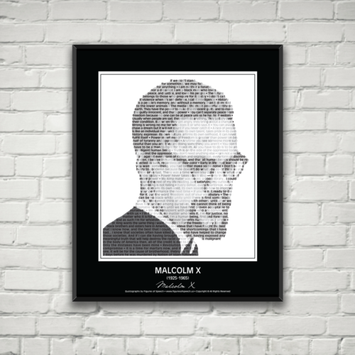 Original Malcolm X Poster in his own words. Image made of Malcolm X quotes! - Picture 1 of 5