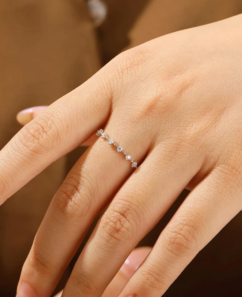 Elegant 14K Solid Gold Diamond Eternity Ring - Lab-Grown Diamond Wedding Band - Image 3 of 4