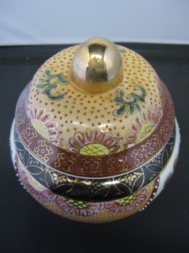 Tarro de jengibre / tarro de té vintage oriental pintado a mano con tapa - Imagen 4 de 7