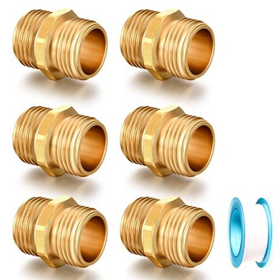 Adaptador De Manguera Macho A Macho 3/4 GHT Laton Pack De 6 Unidades