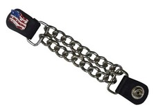 UNIK Men's USA Flag Chunky Double Chain Vest Extender w/ Snaps, Silver