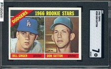 DON SUTTON 1966 TOPPS BASEBALL ROOKIE CARD #288 GRADED SGC 7. rookie card picture