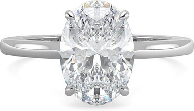 14K Gold 1.25-2 CTTW Lab Grown Diamond Oval Cut Solitaire Women Engagement Ring
