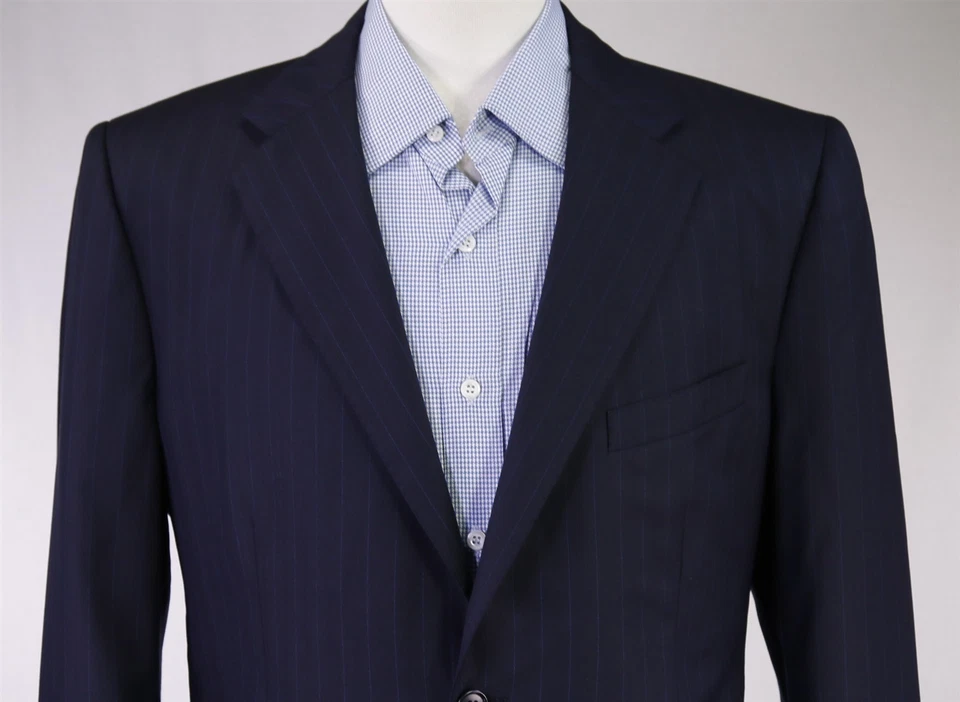 Chaqueta Blazer Martin Greenfield A Medida Azul Marino Rayas 2-Btn Lana 40R Foto 3 de 4