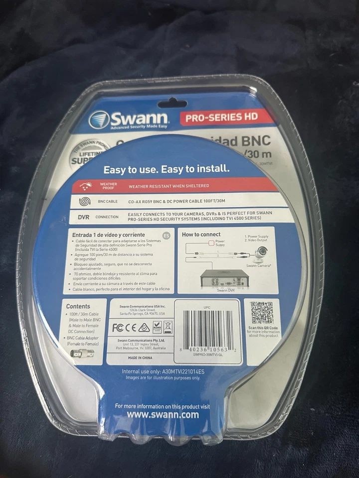 SWANN PRO SERIES HD BNC SECURITY CABLE 100FT / 30M HD VIDEO & POWER IN 1 - NEW!! - Image 2 of 2