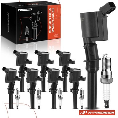 A-Premium 8x Ignition Coil & 8x Double Iridium Spark Plug for Ford F-150 98-03
