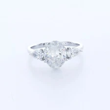 3-Stone Engagement Ring Solid 14K Gold 2.06 Carat Oval Lab-Grown Diamond E SI1