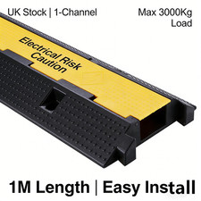UK Stock 1M 1-Channel Cable Protector Ramp - Heavy Duty Rubber Floor Cable Cover