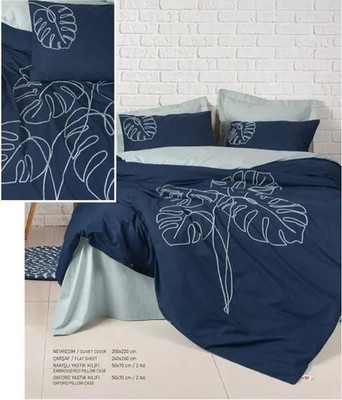 Bestickte Bettwäsche Mint 200x220 Baumwolle Ranforce 6-teilig, Mint, cottonbox