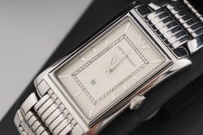  Emporio Armani  Men's Rectangular Watch Stainless Steel Art Deco Dial Date Box