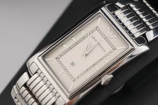  Emporio Armani  Men's Rectangular Watch Stainless Steel Art Deco Dial Date Box