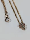 Vtg Victorian Gold Filled Slide Chain Necklace Opal Pearl Lavaliere Watch Fob 17