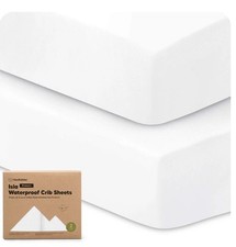 2-Pack Organic Crib Sheets for Boys, Girls - Fitted Crib Mattress Soft White