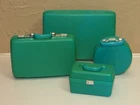 VTG 1970s Barbie Clone Turquoise LUGGAGE SET Suitcase Miner Industries Hong Kong