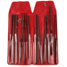 Vtg Nicholson Round Handle Needle File Set 12 Pc. Set 37755 XF 6 1/4" RHN USA