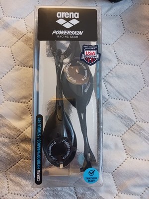 Arena Powerskin Racing Gear Swim Goggles Cobra Hydrodynamics Black Triathlon NEW