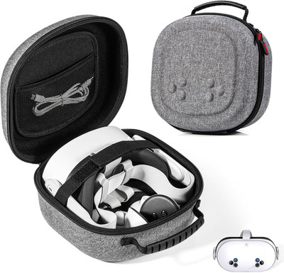 VR-Headset Tasche Hartschale für Meta Quest 3/3S mit Controller-Fach und Transpo