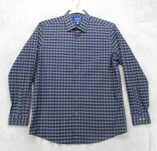 APT.9 Premier Flex Dress Shirt Mens 16.5 34/35 Large Blue Gingham Slim Fit