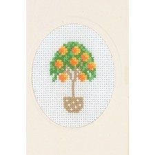 Permin Kreuzstich Stickpackung Grußkarte "Orangenbaum", Zählmuster, 9x13cm