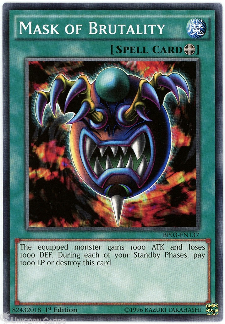 BP03-EN137 Mask of Brutality : Shatterfoil Rare 1st Edition Mint YuGiOh Card
