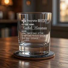 Personalised Whisky Glass engraved whiskey prescription customised name gift
