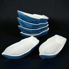 Lot 6 cassolettes ramequins forme bateau barque bleus céramique cuisine