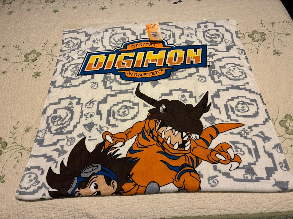 Toalha de praia vintage Digimon 2000 nova em folha com etiqueta 100% algodão - Imagem 4 de 4