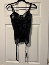 Black Lace Bustier Corset with Garter Straps – Size 38