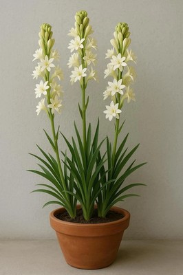 Live Green Flower Bulbs |Tuberose/Rajnigandha Single Flower Bulbs pack of 7+bulb
