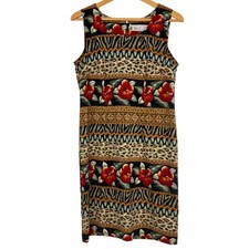 Vtg Kathie Lee Collection Women's Shift Dress 6 Tropical Print Sleeveless Travel
