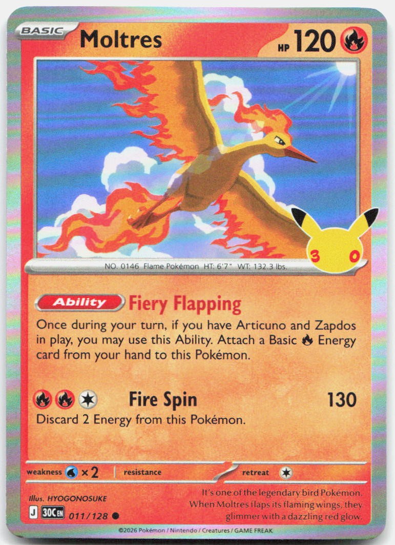 Moltres 30C #011/128 Common Holo NM