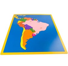 Montessori Geography Material- Board Puzzle Map of South America, Map, Puzzle,