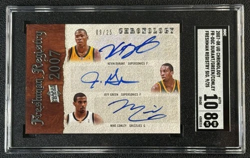 KEVIN DURANT GREEN MIKE CONLEY SGC 2007 UD CHRONOLOGY FRESHMAN ROOKIE AUTO 9/25