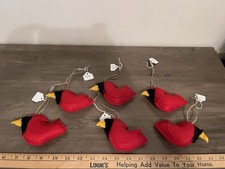 Felt Cardinal Bird Ornaments Primitive Rustic Spring Decor