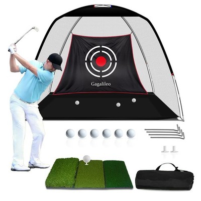 Golf Practice Hitting Net： 10x7ft Portable Driving Range/Silent Target - Indo...
