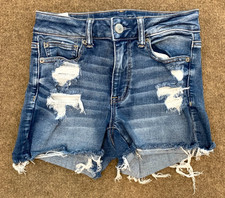 American Eagle Shorts Womens 4 High Rise Shortie Distressed Stretch Y2K Denim
