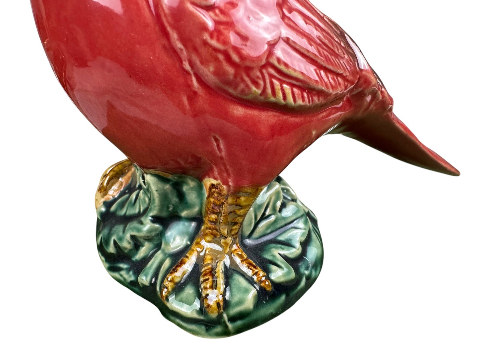 Vintage MCM Red Ceramic Pheasant Figurine Woodland Bird Statue Mid Century Mod