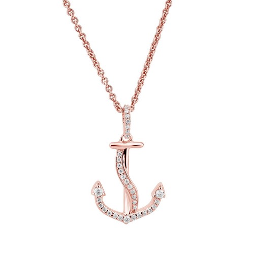 Colgante con dije de ancla de moissanita de corte redondo enchapado en oro de 14k con cadena de 18" - Imagen 13 de 18