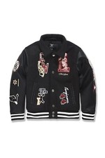 JORDAN CRAIG Carpe Diem VARSITY TEAM JACKET WOOL PATCH BLACK RED KIDS BOYS 8-16