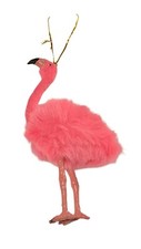 Faux Pink Flamingo Hanging Christmas Ornament Tropical Beachy Fluffy