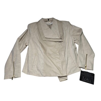 NWT IMAN XL Global Chic Moto Jacket Tan