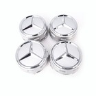 MERCEDES 0004000900 RAISED Silver  CENTER CAP W/ CHROME STAR OEM 4 SET GENUINE