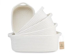 NaturalCozy  100% Natural Cotton Woven Rope 5 pcs Basket Nested Set - NEW