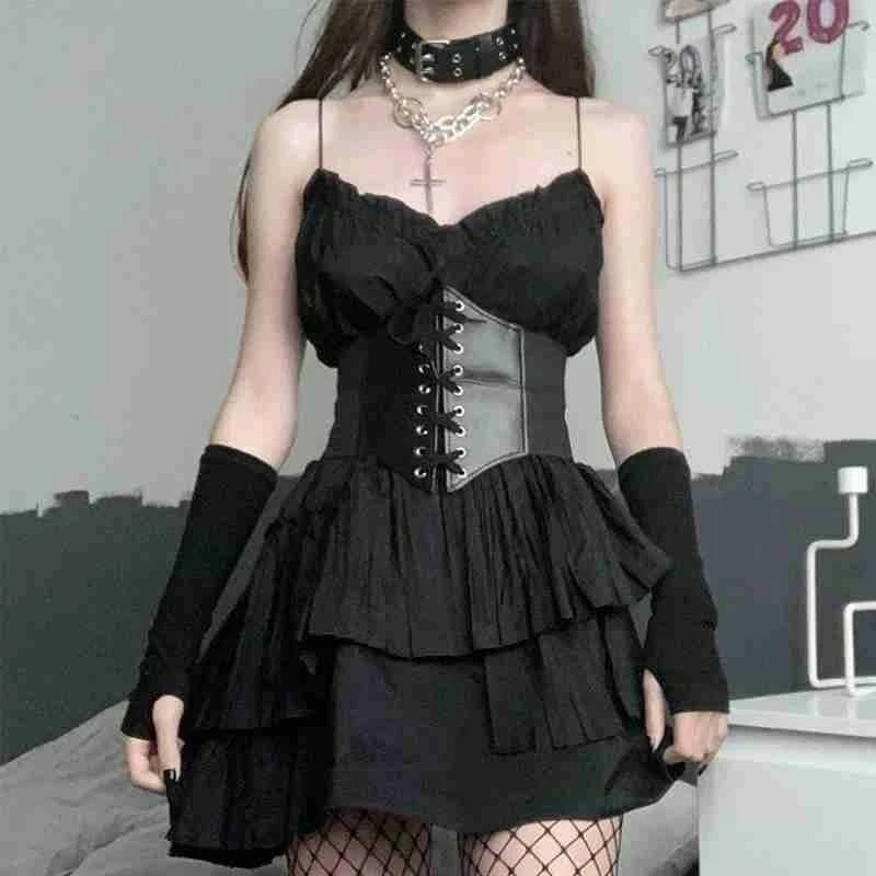 1Pcs Gothic Dark Lace Up Female Waist Corset Belt Wide PU Leather Dress  Be-ca