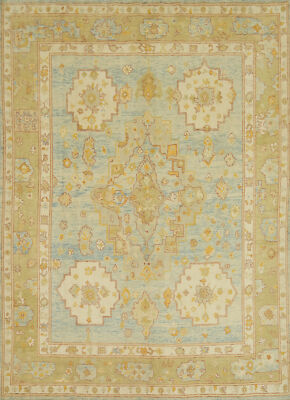 Vegetable Dye All-Over Pattern Oushak Wool Handmade Rug 8x10 ft Turkish Carpet