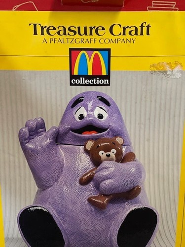 Vintage Treasure Craft McDonald's Grimace Ceramic Cookie Jar w/Original Box DS61