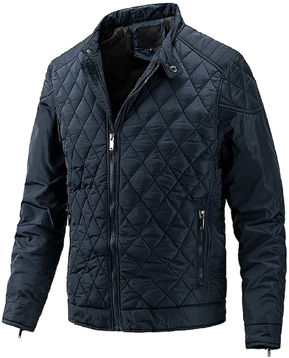 Men's Lightweight Stand Collar DiamondQuilted Down Alternative Jacket