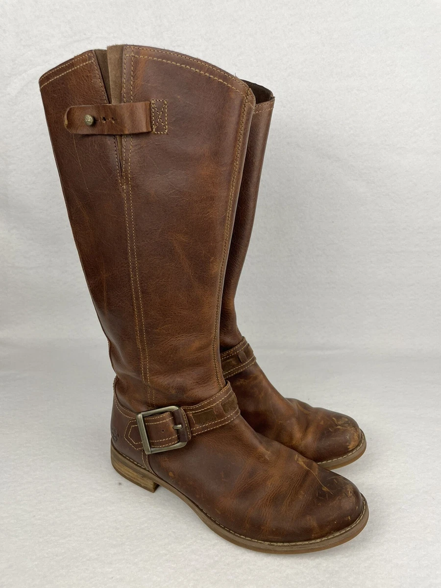 Timberland Savin Hill Brown Leather Riding Side Zip Tall Boots 8548R size 9