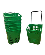 1 X Plastic Shopping Trolley Basket 52L Green.Easy to use even when fuly loaded.